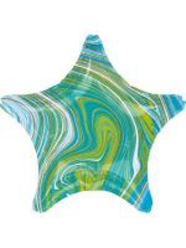 Picture of MARBLE BLUE GREEN STAR FOIL BALLOON - 17 INCH
